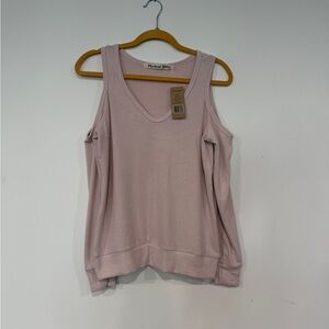 Michael Stars Women's Light Pink Cold Shoulder Sweatshirt